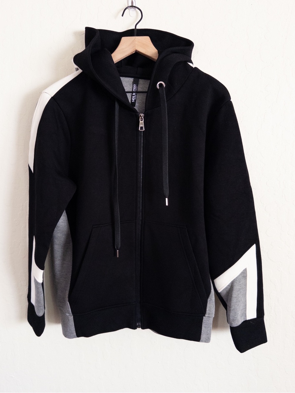 Neil Barrett Modernist Full Zip Up Slim Fit Hoodie Small Black Gray Designer